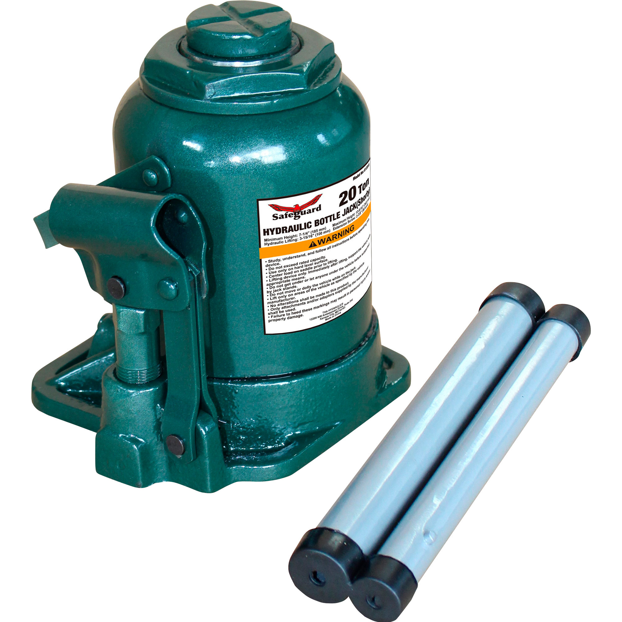 Safeguard 20-Ton Shorty Bottle Jack, Model# 61201S